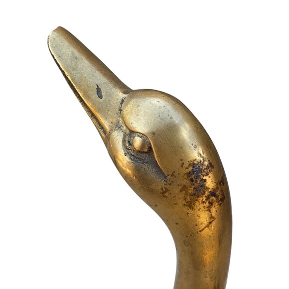 Solid Brass Swan Figurine Planter Vase Candle Holder 10" T Vintage Made in Korea - Picture 8 of 12